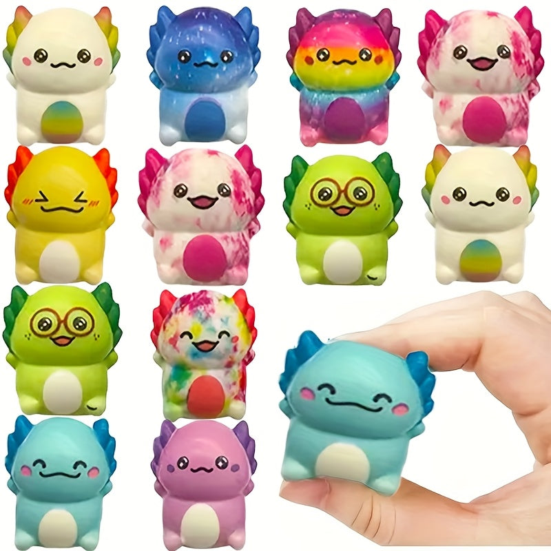 24 pièces de Jouets Mignons d'Axolotls à Montée Lente en Peluche Douce - Couleurs et Motifs Variés, Idéaux pour Cadeaux d'Anniversaire, Prix de Carnaval, Sacs de Bonbons & Décorations Festives