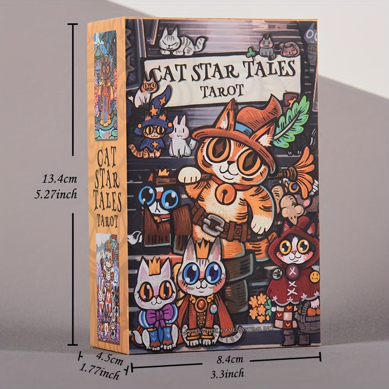 KEPNOY Cat Star Tales Tarot Deck, 78 cartes de taille standard, cartes de fortune en papier pour les jeux de fête, Halloween, Thanksgiving, cadeau de Noël, illustrations enchantantes