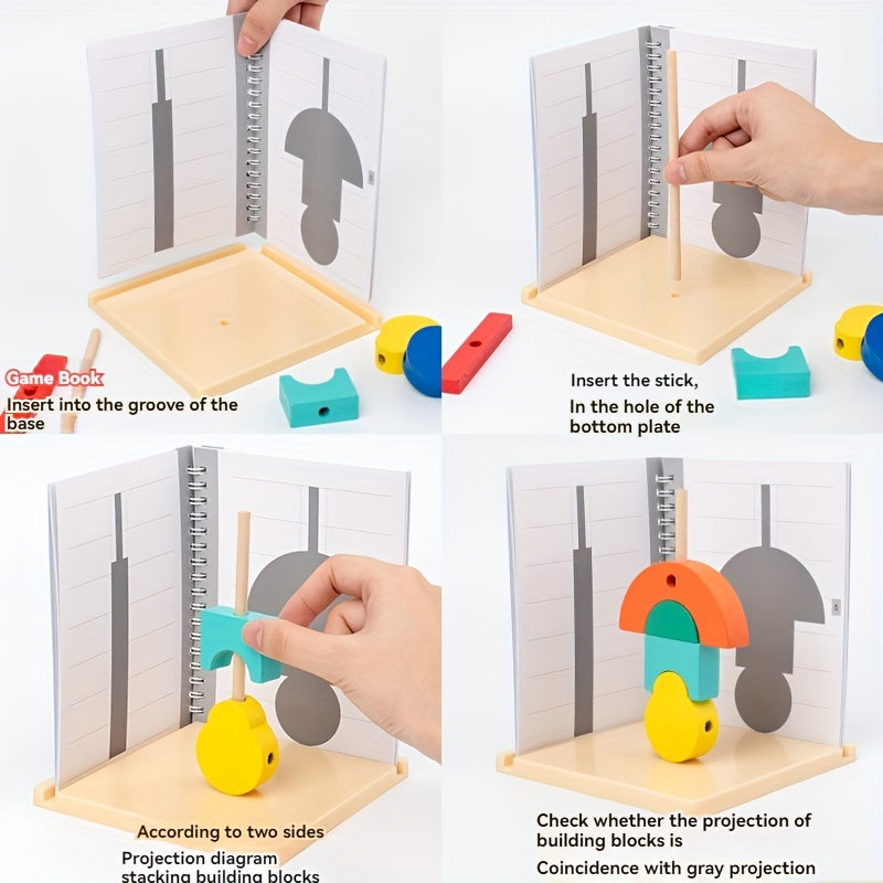 Blocs de Puzzle 3D en Bois - Jouet Éducatif STEM pour Jeunes, Apprentissage Amélioré par Projection, Pas de Piles Nécessaires, Cadeau Parfait pour Garçons & Filles à Noël, Halloween, Thanksgiving, Anniversaires, Jouets Cognitifs