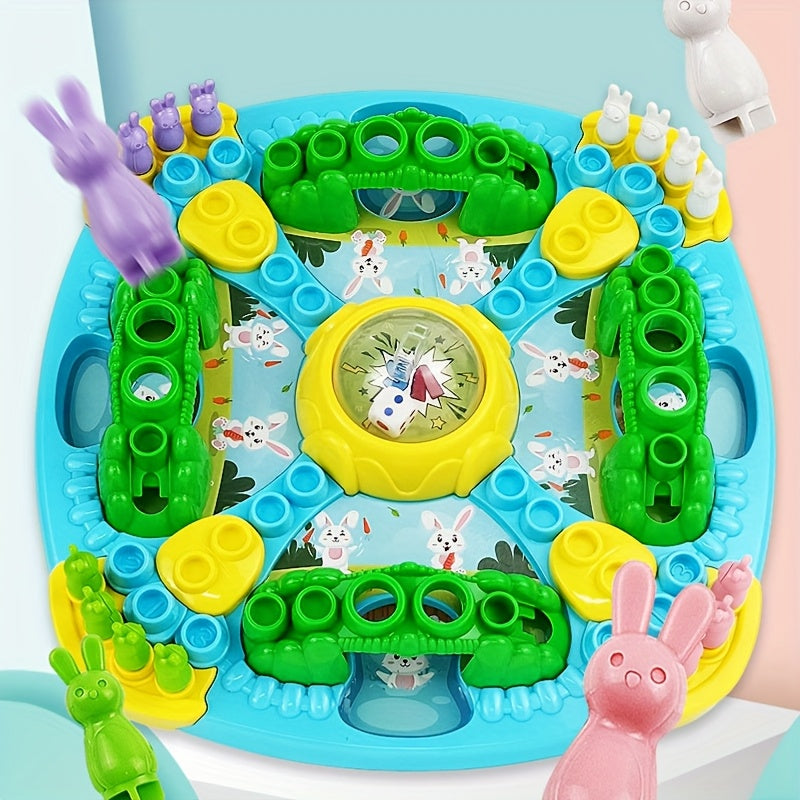 Jeu d'Échecs Volant Petit Lapin - Stratégie Familiale Interactif pour 4 Joueurs, Jouet Éducatif pour 3 ans et plus, Pièces de Lapins Colorées & Conception Amusante de Tunnels, Matériau ABS Durable, Cadeau Idéal pour Anniversaire et Noël