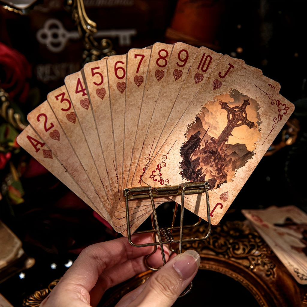 55pcs\u002Fboîte Cartes de Poker Exquises Style Magique Rétro Sombre Mystérieux, Jeu de Cartes Multijoueur, Relaxation, Divertissement, Utilisation de Fête, Décoration de Scrapbook