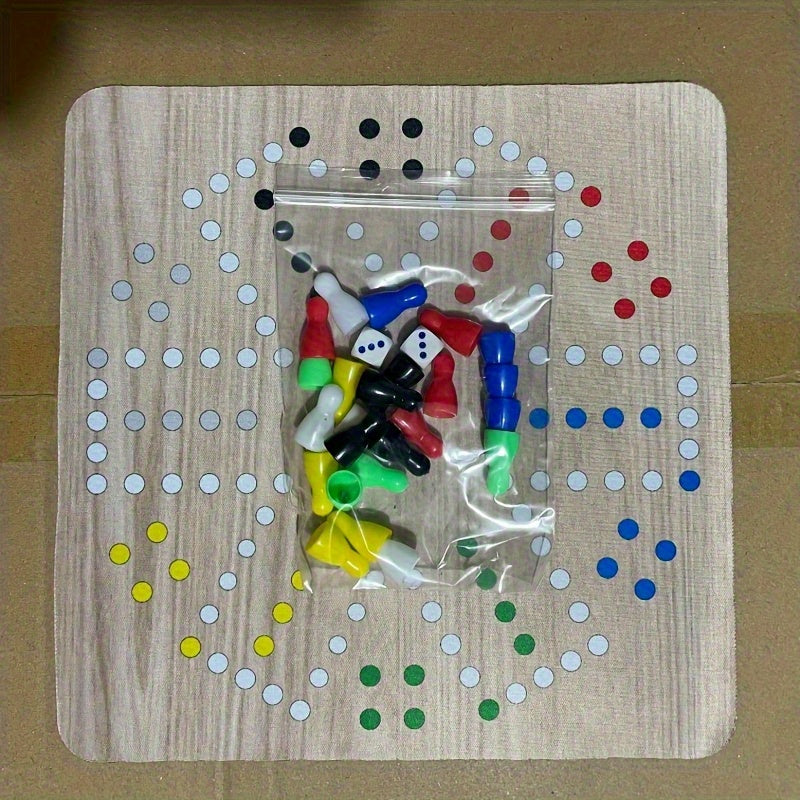 Jeu d'Échecs Volants pour 6 Joueurs - Grand Tapis de Souris de 9.45 pouces avec Plateau en Caoutchouc Coloré, 24 Pièces aux 6 Couleurs Vives, 2 Dés, Idéal pour les Réunions Familiales et Divertissement Festif