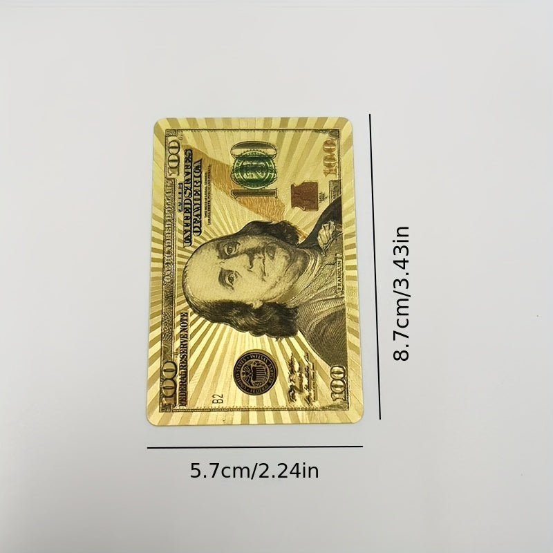 Cartes à Jouer en Feuille d'Or de Luxe avec Design de Dollar Américain - PVC Durable, Étanche & Lavable - Idéales pour Halloween, Noël, Thanksgiving, Oktoberfest et Célébrations du Nouvel An