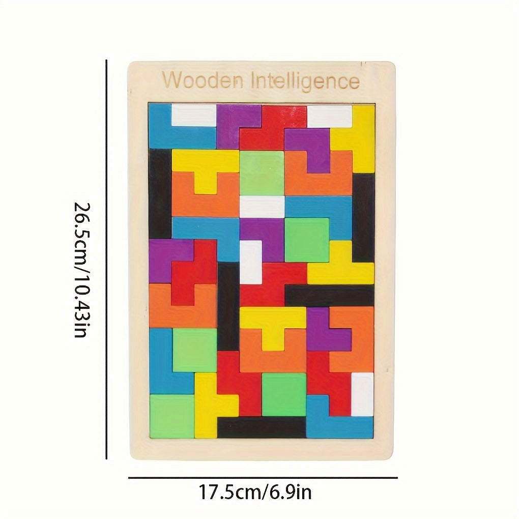 Jeu de puzzle en blocs de bois 3D coloré, casse-tête cérébral, cadeau idéal pour Pâques et Thanksgiving