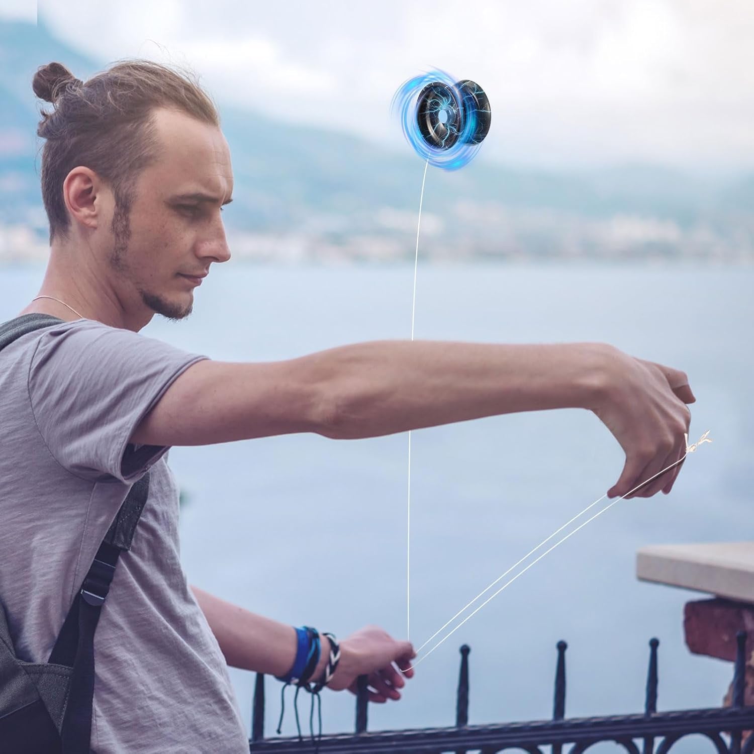 Yo-Yo en alliage avec finition métallique colorée, Yo-Yo à contrôle de corde pour garçons, couleur aléatoire, 1 pièce.