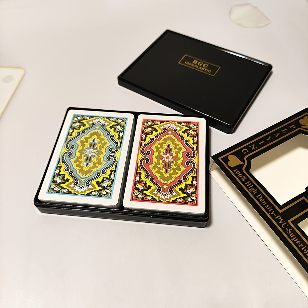 2 Decks BGC Cartes à jouer imperméables, PVC haute densité, Qualité supérieure, Jeu pour adultes, Matériau plastique, Boîte conteneur - Idéal pour les jeux de cartes et les collectionneurs