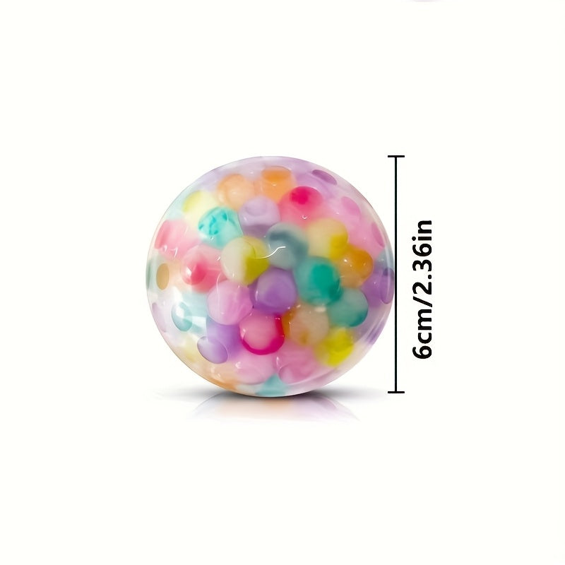 1pc Balle à Presser Jouet - Couleur Mixte en Caoutchouc pour Soulagement de l'Anxiété Sensorielle - Boule de Raisin Arc-en-ciel, Humide et Lisse