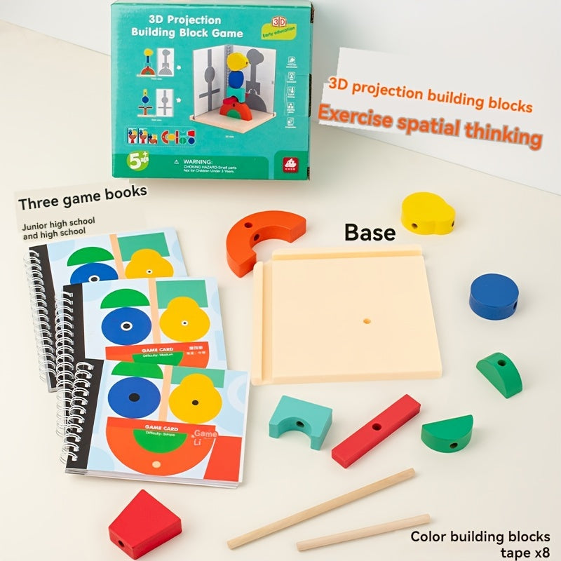 Blocs de Puzzle 3D en Bois - Jouet Éducatif STEM pour Jeunes, Apprentissage Amélioré par Projection, Pas de Piles Nécessaires, Cadeau Parfait pour Garçons & Filles à Noël, Halloween, Thanksgiving, Anniversaires, Jouets Cognitifs