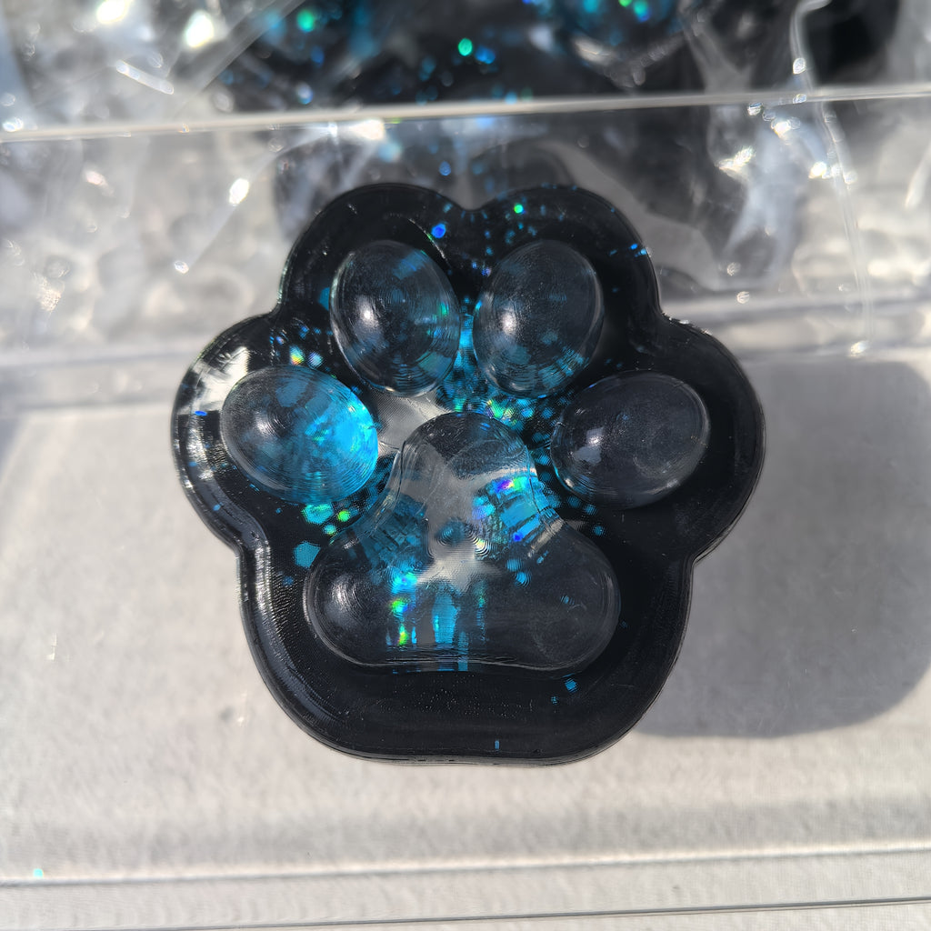 Gigantesque jouet à serrer la patte de chat bleu scintillant - Matériau TPR, jouet sensoriel interactif pour l'apprentissage et le plaisir au bureau, cadeau parfait pour un anniversaire ou une fête, temps de jeu interactif, design ludique, jouet durable