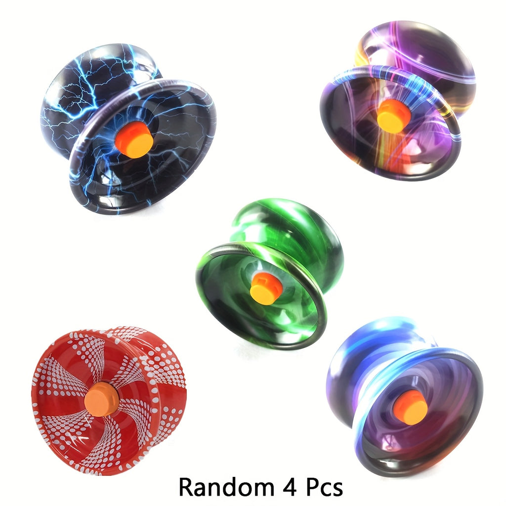 Lot de 4 Yo-Yos Métalliques Réactifs avec Corde Tournante, Yo-Yo Amovible pour une Durabilité Éblouissante - Idéal pour Débutants