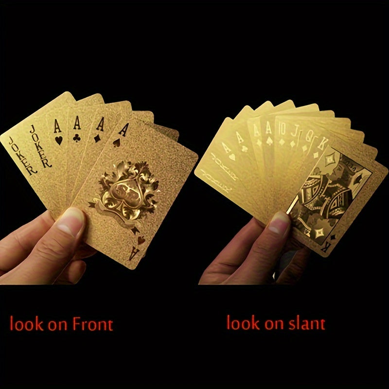 Cartes de poker en plastique imperméable avec feuille d'or noir, idéales pour les jeux de table et les collectionneurs