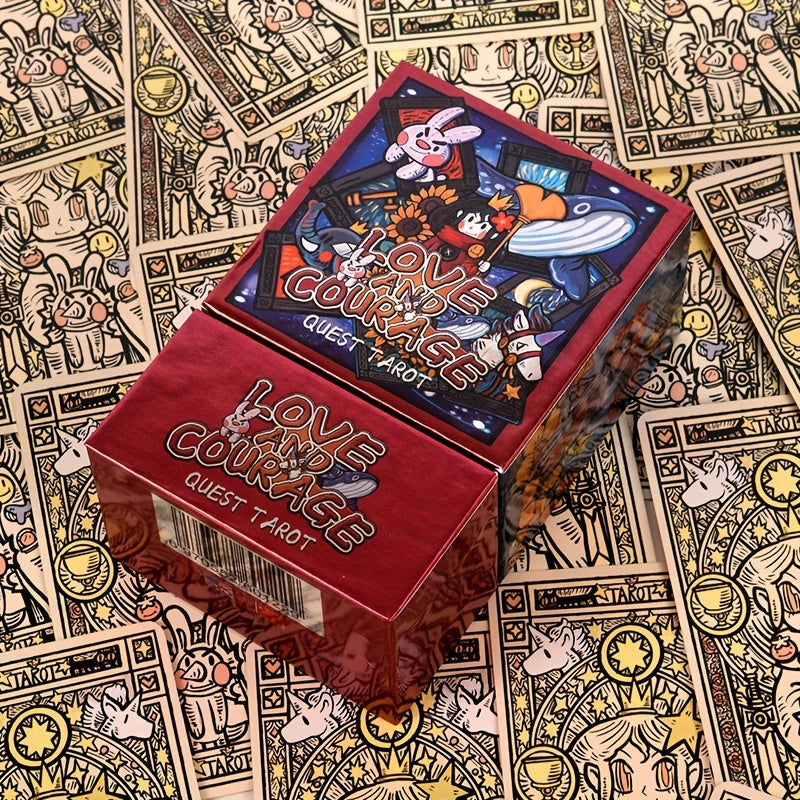 Cartes de Tarot Fantaisie KEPNOY Amour & Courage - Édition Standard de 78 Cartes pour Divination, Jeu de Fête et Prédiction de l'Avenir - Cadeau Idéal pour Halloween, Noël, Thanksgiving